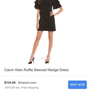 Calvin Klein ruffled sleeve wedge dress